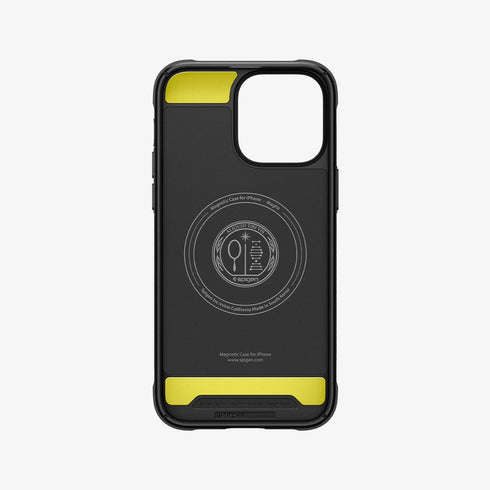 ACS04812 - iPhone 14 Pro Max Case Rugged Armor (MagFit) in matte black showing the back